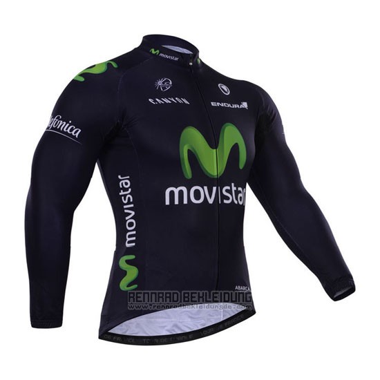 2015 Fahrradbekleidung Movistar Shwarz Trikot Langarm und Tragerhose - zum Schließen ins Bild klicken